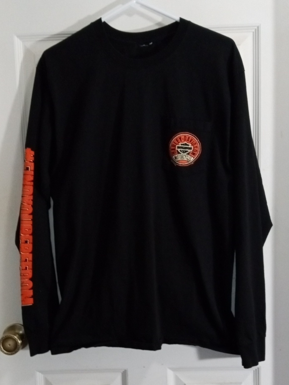 Harley-Davidson Black Long Sleeve Pocket Tee Shirt Men’s Medium